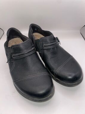 Clarks Black Leather Slip-On Loafers